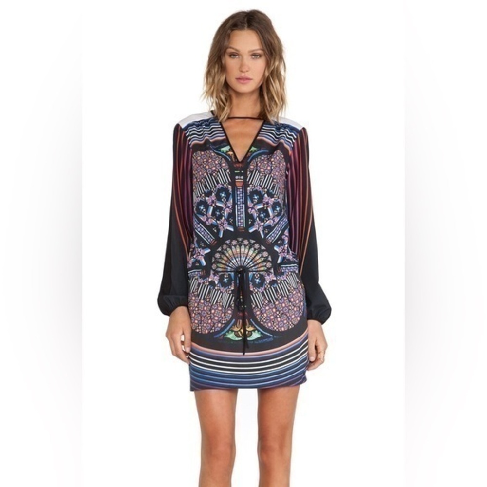 Clover Canyon x Revolve Stained Glass Drawstring Long Sleeve Mini Dress in Multi